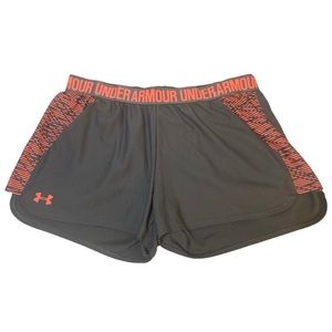 Under Armour Women’s Heat Gear Loose Athletic Shorts Gray/ Coral Size XL